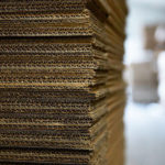 Layers of corrugated cardboard packaging